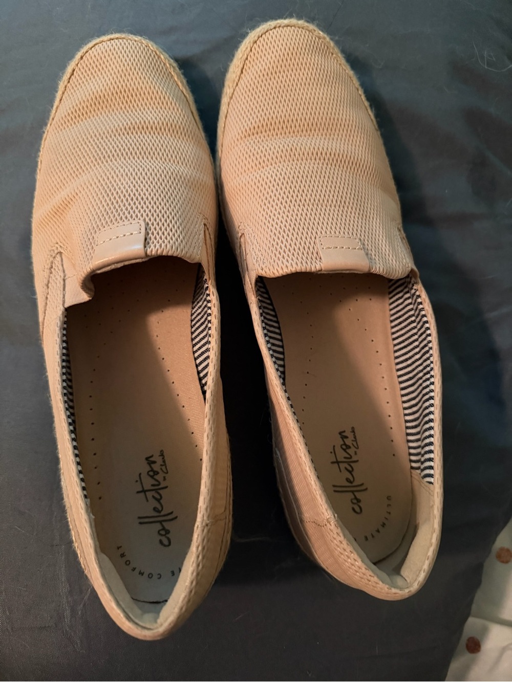 Clarks Women's Slip-On Flats in Light Tan Mesh